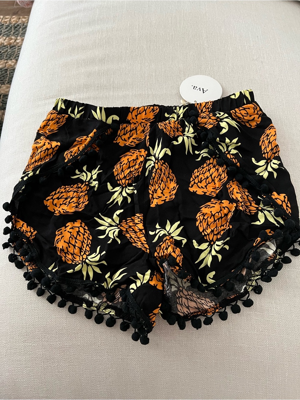 Pineapple black Pom Pom soft shorts